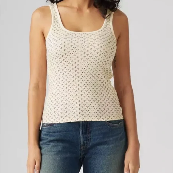 nwt levis Cream Patterned Women's tank top xl - Picture 2 of 3